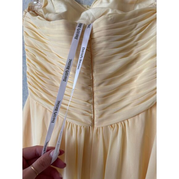 David's bridal Canary yellow long chiffon dress size 4 - Picture 4 of 8